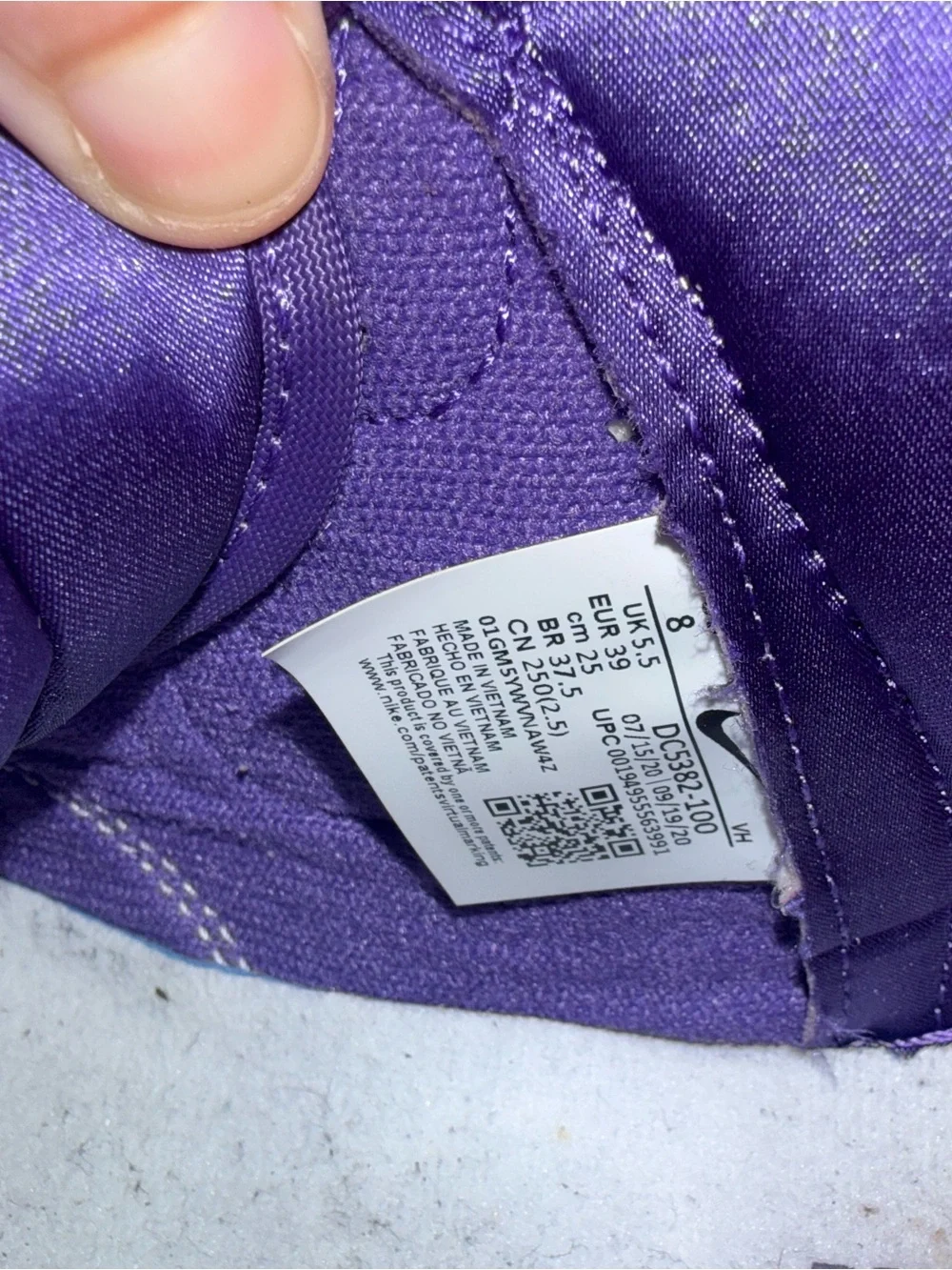 Nike Purple and White High-Top Sneakers